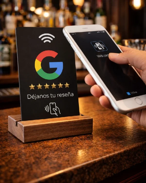 Tarjeta NFC para Reseñas de Google en funcionamiento