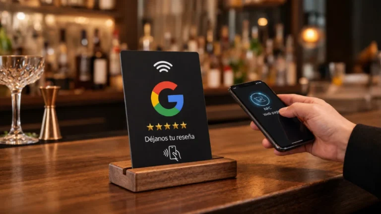 Tarjeta NFC para reseñas de GOOGLE en funcionamiento